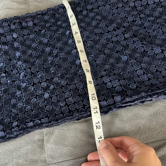 Navy Crocheted and Velvet Scarf - Picture 7 of 7